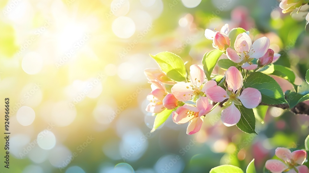 Blooming Spring Flowers on Tree Branches in Park under Bright Sunlight Blooming Spring Flowers on Tree Branches in Park under Bright Sunlight