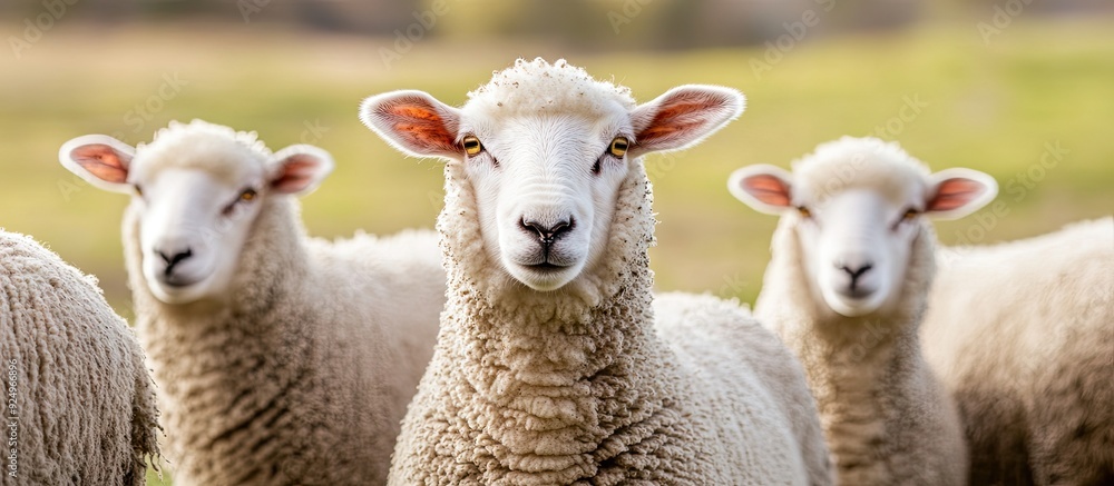 Sheep separated on a white background. with copy space image. Place for adding text or design Sheep separated on a white background. with copy space image. Place for adding text or design