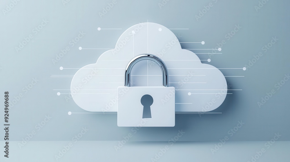 A secure cloud icon featuring a padlock, symbolizing data protection and privacy in the digital environment. A secure cloud icon featuring a padlock, symbolizing data protection and privacy in the digital environment.