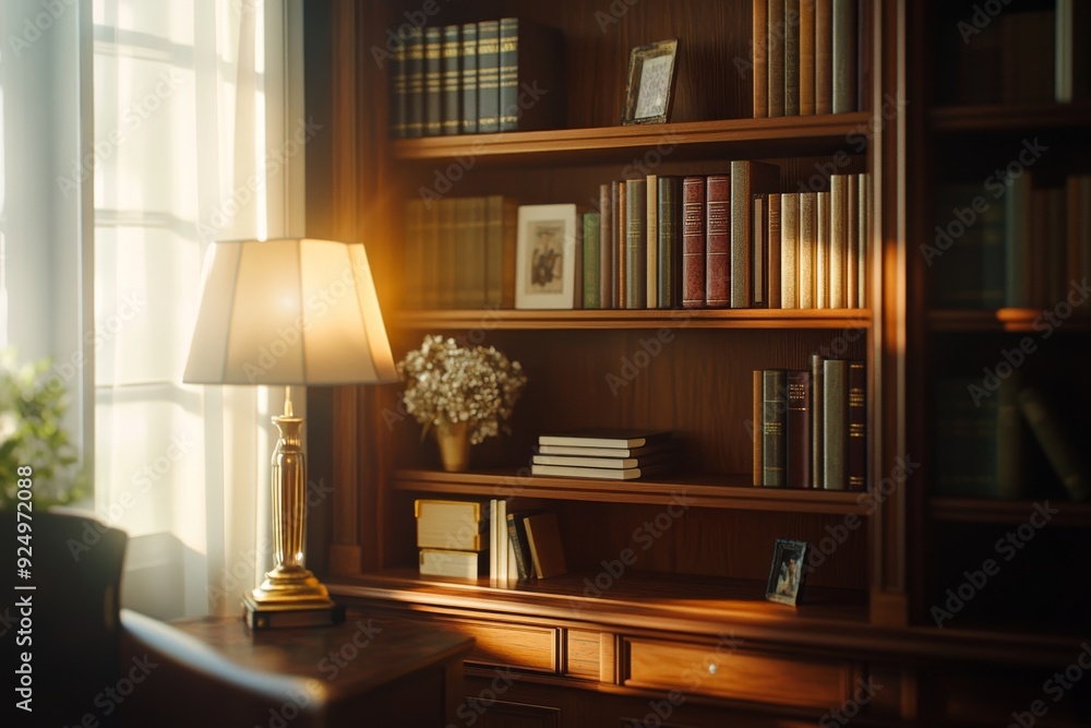 A serene reading nook with warm sunlight and a calm office background, perfect for getting lost in a good book. The vintage wooden bookshelf adds a touch of classic charm to the space. A serene reading nook with warm sunlight and a calm office background, perfect for getting lost in a good book. The vintage wooden bookshelf adds a touch of classic charm to the space.