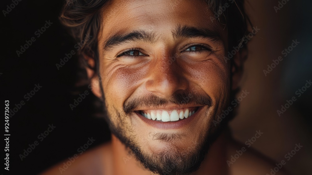 Handsome Man Smiling Joyfully - A close-up portrait of a young man with a charming smile, showcasing happiness, optimism, and a sense of joy. Handsome Man Smiling Joyfully - A close-up portrait of a young man with a charming smile, showcasing happiness, optimism, and a sense of joy.
