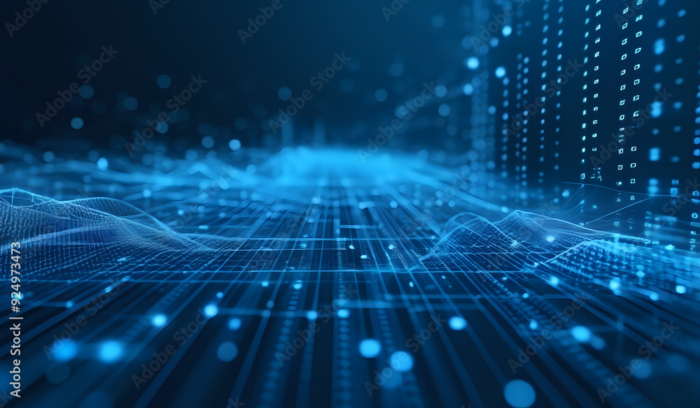 Blue digital networking, internet, cyber and business background Blue digital networking, internet, cyber and business background
