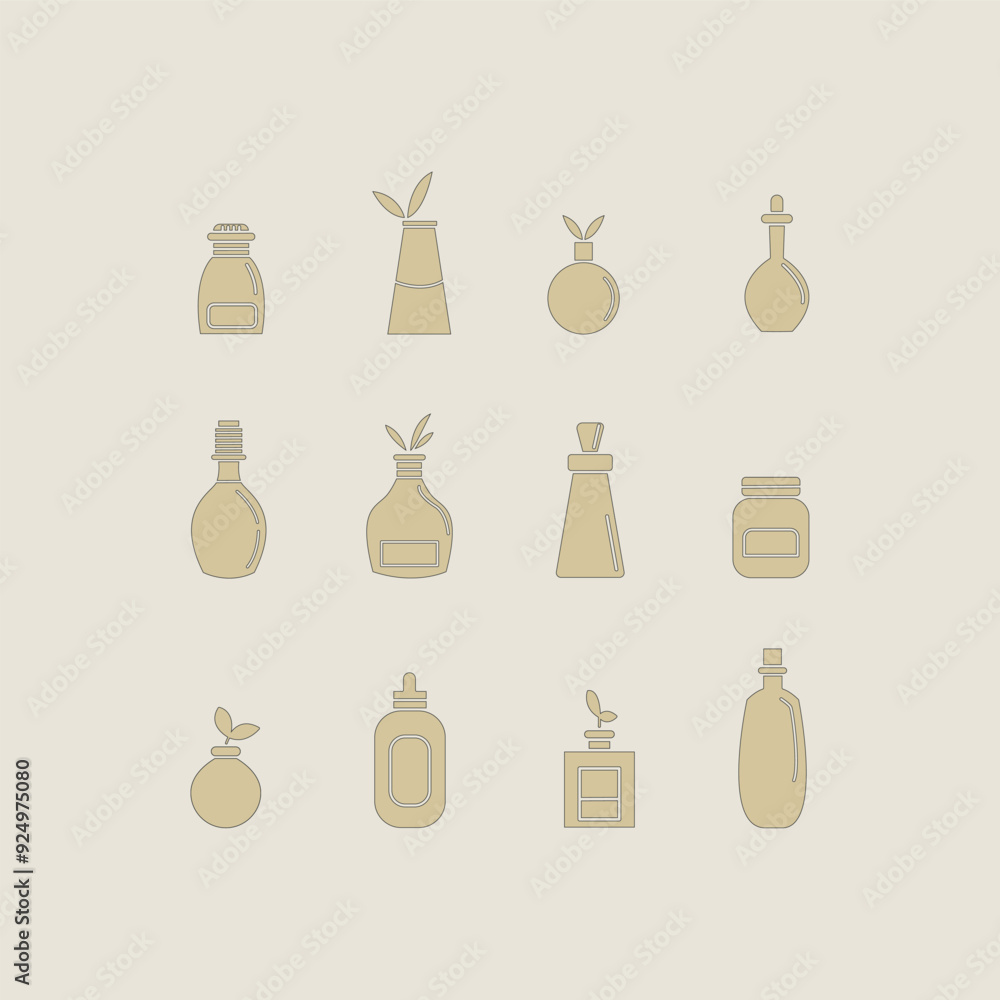 Set fo handmade bottle solid beige icons, jars, bottles, soap. Beauty icons highlight, stories Set fo handmade bottle solid beige icons, jars, bottles, soap. Beauty icons highlight, stories
