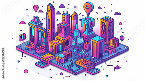 Startup business isometric line vector image