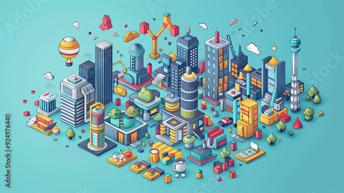 Startup business isometric line vector image