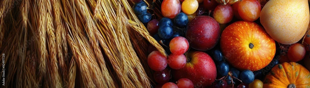 A vibrant collection of fresh fruits and grains, showcasing nature's bounty in rich colors and textures. A vibrant collection of fresh fruits and grains, showcasing nature's bounty in rich colors and textures.