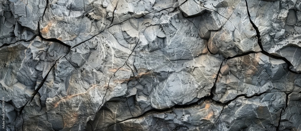 Cracked grey stone wall in a cave creates an abstract background and texture with beautiful patterns ideal for use as a banner wallpaper or for work with copy space image Cracked grey stone wall in a cave creates an abstract background and texture with beautiful patterns ideal for use as a banner wallpaper or for work with copy space image