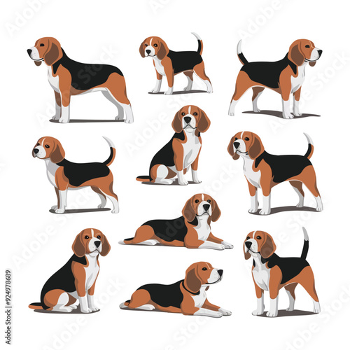 Beagle Silhouette Vector Template Illustration