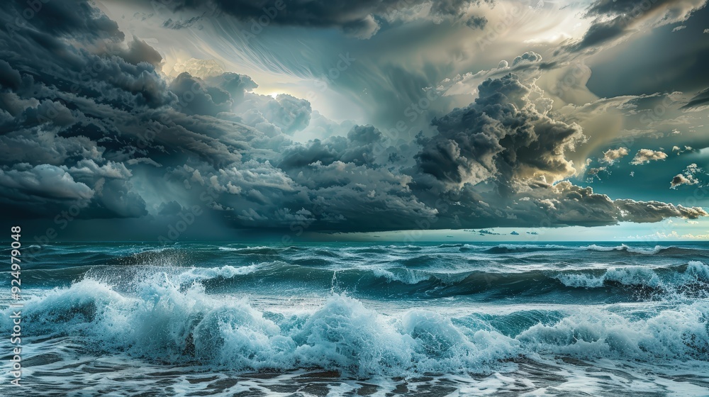 Dramatic Storm Clouds over a Turbulent Sea Dramatic Storm Clouds over a Turbulent Sea