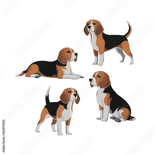 Beagle Silhouette Vector Template Illustration