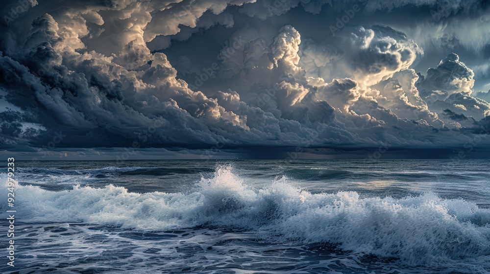 Fototapeta premium Dramatic Storm Clouds Over a Raging Sea