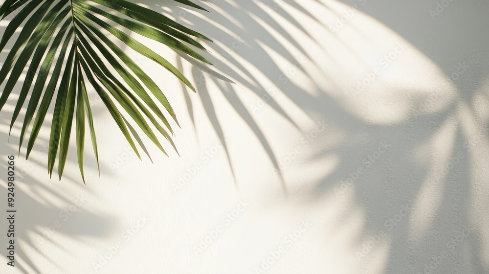 Palm Leaf Shadow on White Wall - Minimalist Tropical Background - A single palm leaf casts a delicate shadow against a clean white wall, evoking a sense of tranquility, nature, and summery vibes. Palm Leaf Shadow on White Wall - Minimalist Tropical Background - A single palm leaf casts a delicate shadow against a clean white wall, evoking a sense of tranquility, nature, and summery vibes.