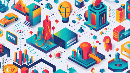 Startup business isometric line vector image