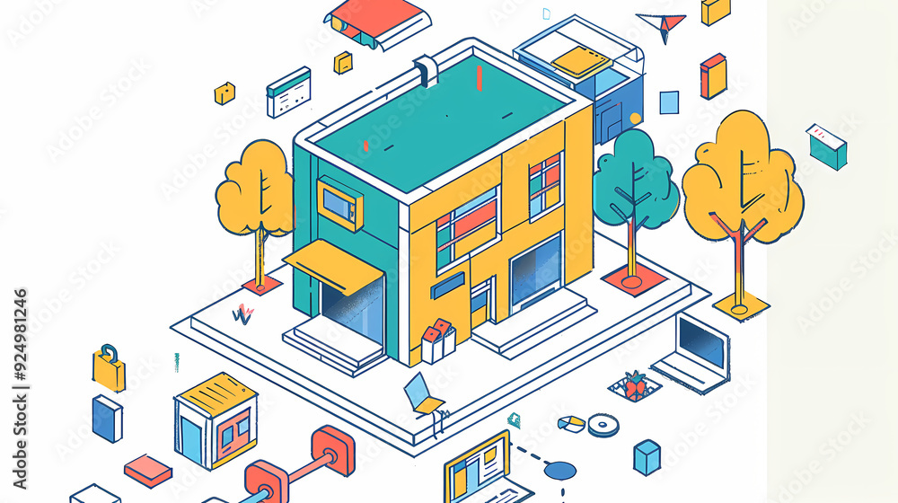 Startup business isometric line vector image Startup business isometric line vector image