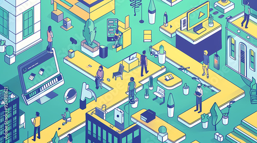 Startup business isometric line vector image