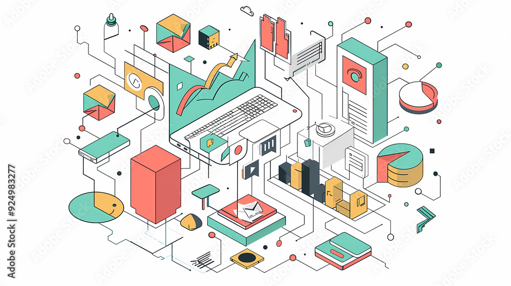 Startup business isometric line vector image Startup business isometric line vector image