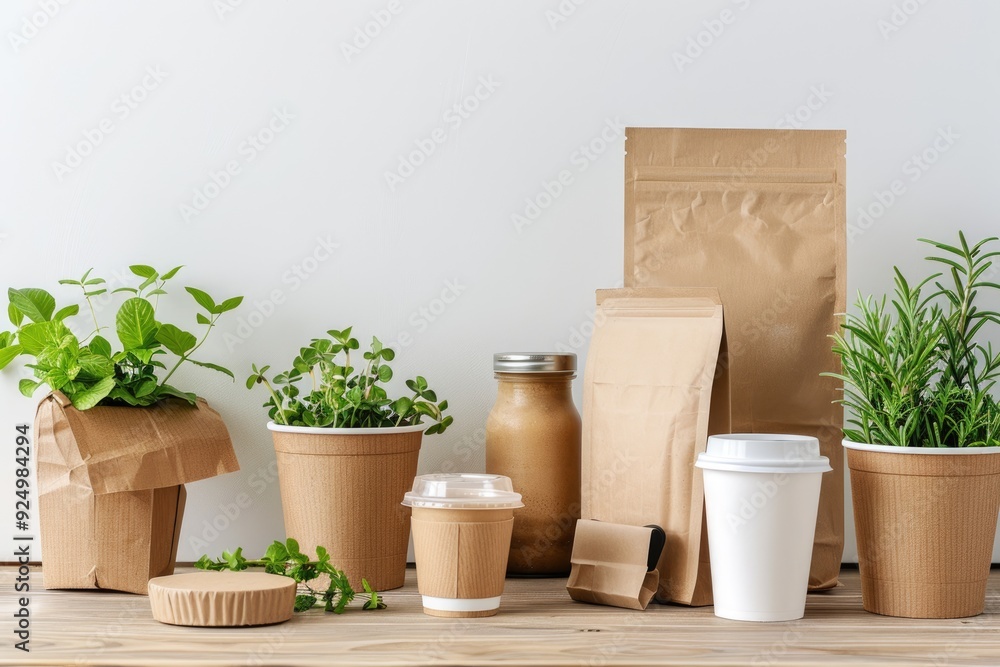 Biodegradable product packaging, symbolizing eco-friendly innovation Biodegradable product packaging, symbolizing eco-friendly innovation