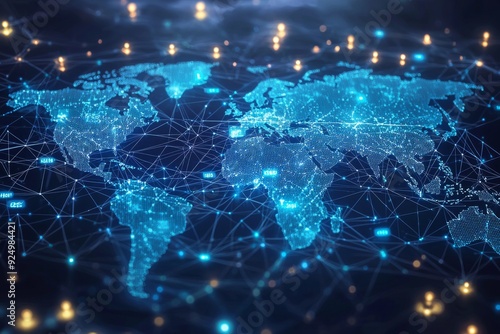 Global Digital Business Network Connection Illustration created with Generative AI