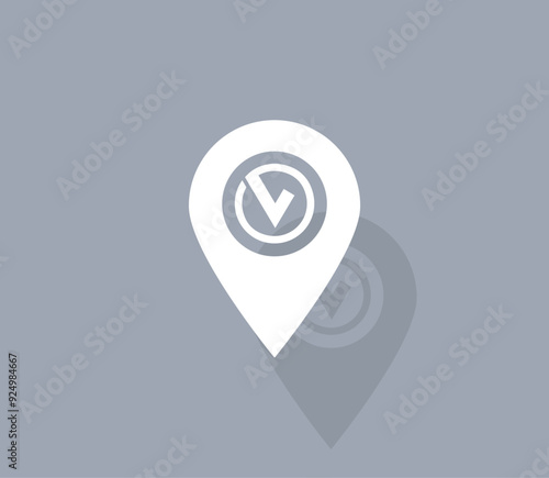 Vector icon of white color with shadow on gray background
