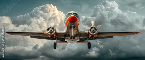 A Dc-3 Airliner Loading Passengers In 1951, Retro Style