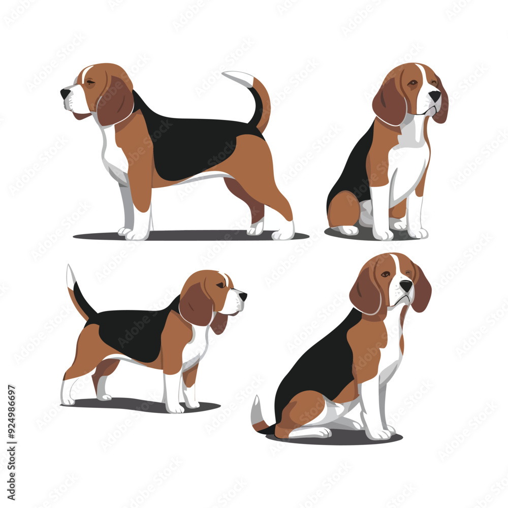 Beagle Silhouette Vector Template Illustration Beagle Silhouette Vector Template Illustration