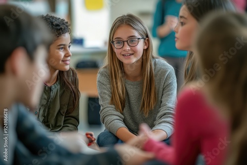 Students in a small group setting, receiving personalized instruction from a teacher, showcasing the effectiveness of collaborative learning and individual attention photo