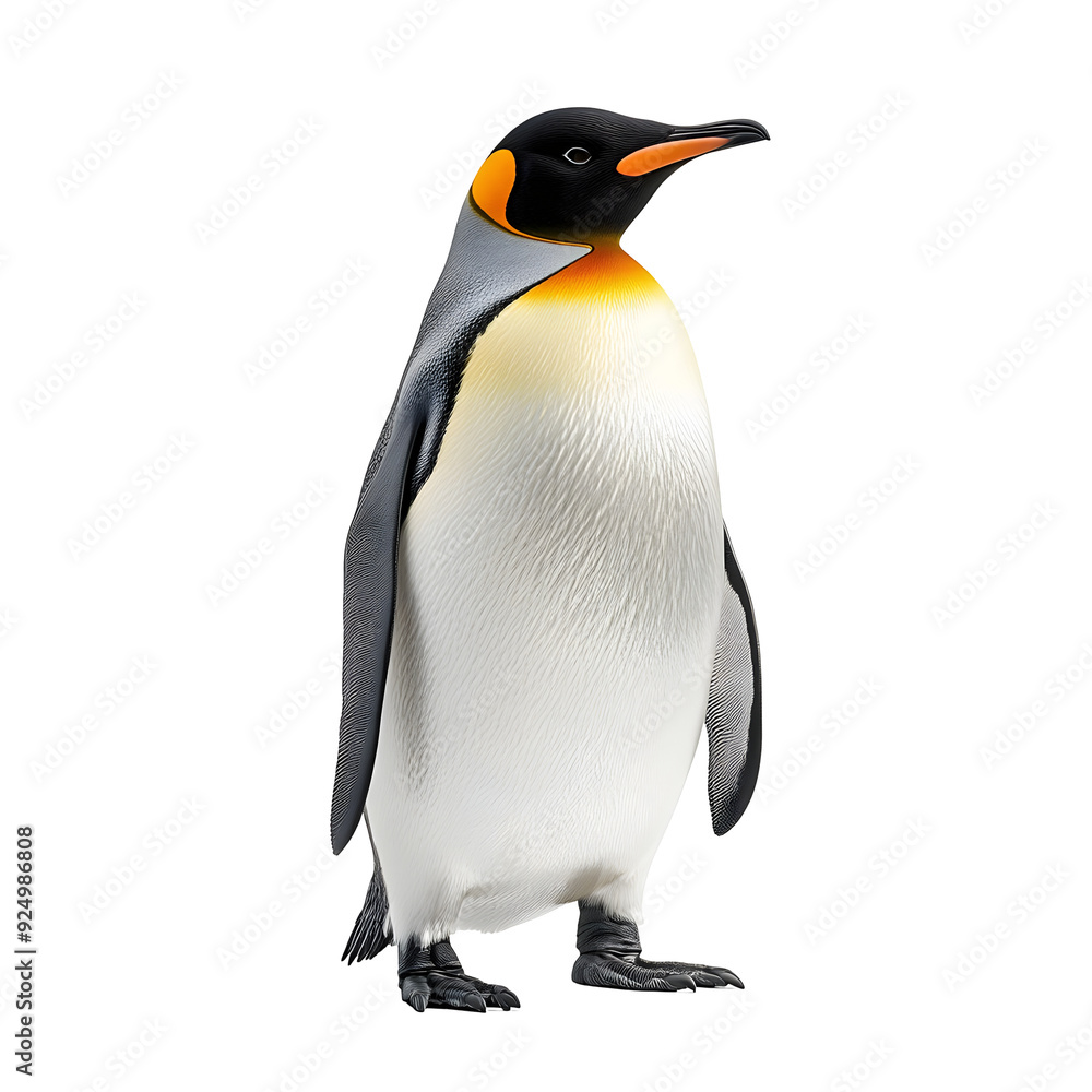 Fototapeta premium Majestic Emperor Penguin Posing Gracefully on Plain White Background Transparent PNG in High Definition
