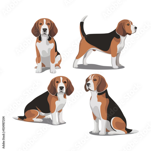 Beagle Silhouette Vector Template Illustration