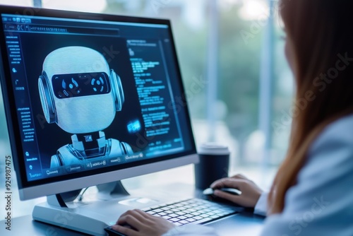 Wallpaper Mural A business professional monitors a chatbot conversation on a computer, ensuring the AI provides efficient and accurate responses to customer inquiries Torontodigital.ca