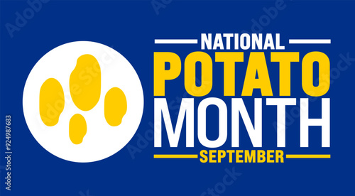 National Potato Month is observed every year in September. Holiday concept. Template for background, banner, card, poster, placard, design template with unique shapes with standard color.
