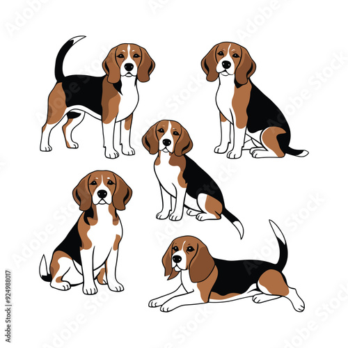Beagle Silhouette Vector Template Illustration