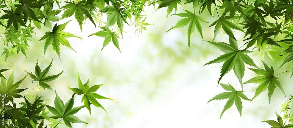 Green maple leaves background material in a Japanese style copy space image Green maple leaves background material in a Japanese style copy space image