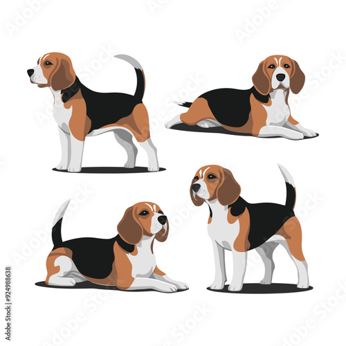 Beagle Silhouette Vector Template Illustration
