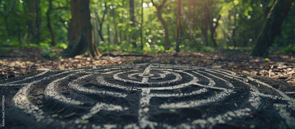 White chalk background with a mind mapping symbol in focus set against a serene forest backdrop Ideal for business and mind mapping concepts with ample copy space image White chalk background with a mind mapping symbol in focus set against a serene forest backdrop Ideal for business and mind mapping concepts with ample copy space image