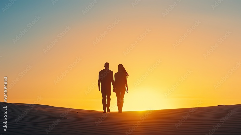 Romantic Sunset Stroll on a Sandy Beach Romantic Sunset Stroll on a Sandy Beach
