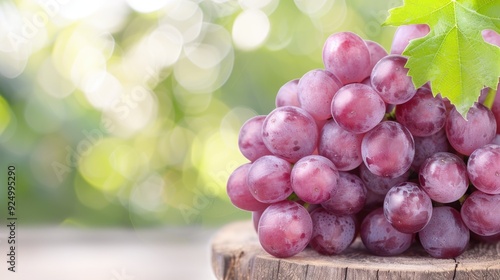 Fresh Grapes Serenely Laying on Rustic Wood