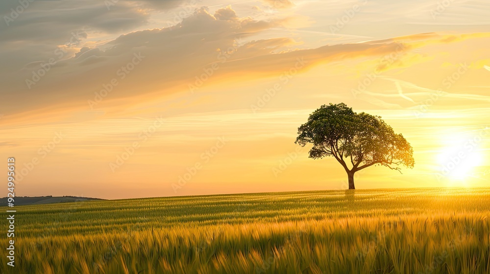 Serene Solitude - A Lone Tree at Sunset Serene Solitude - A Lone Tree at Sunset