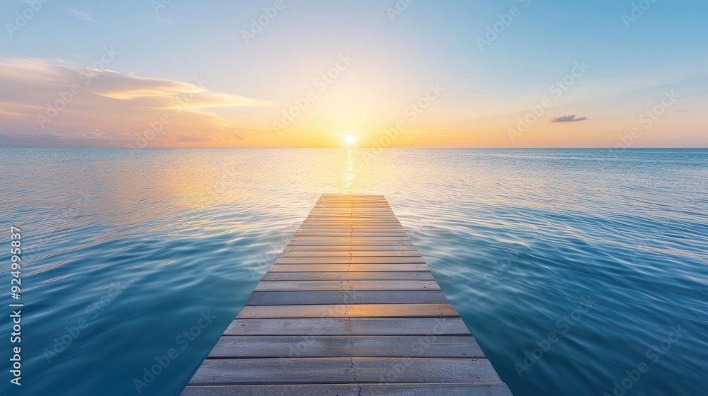 Sunset Serenity at Wooden Pier and Distant Island Sunset Serenity at Wooden Pier and Distant Island
