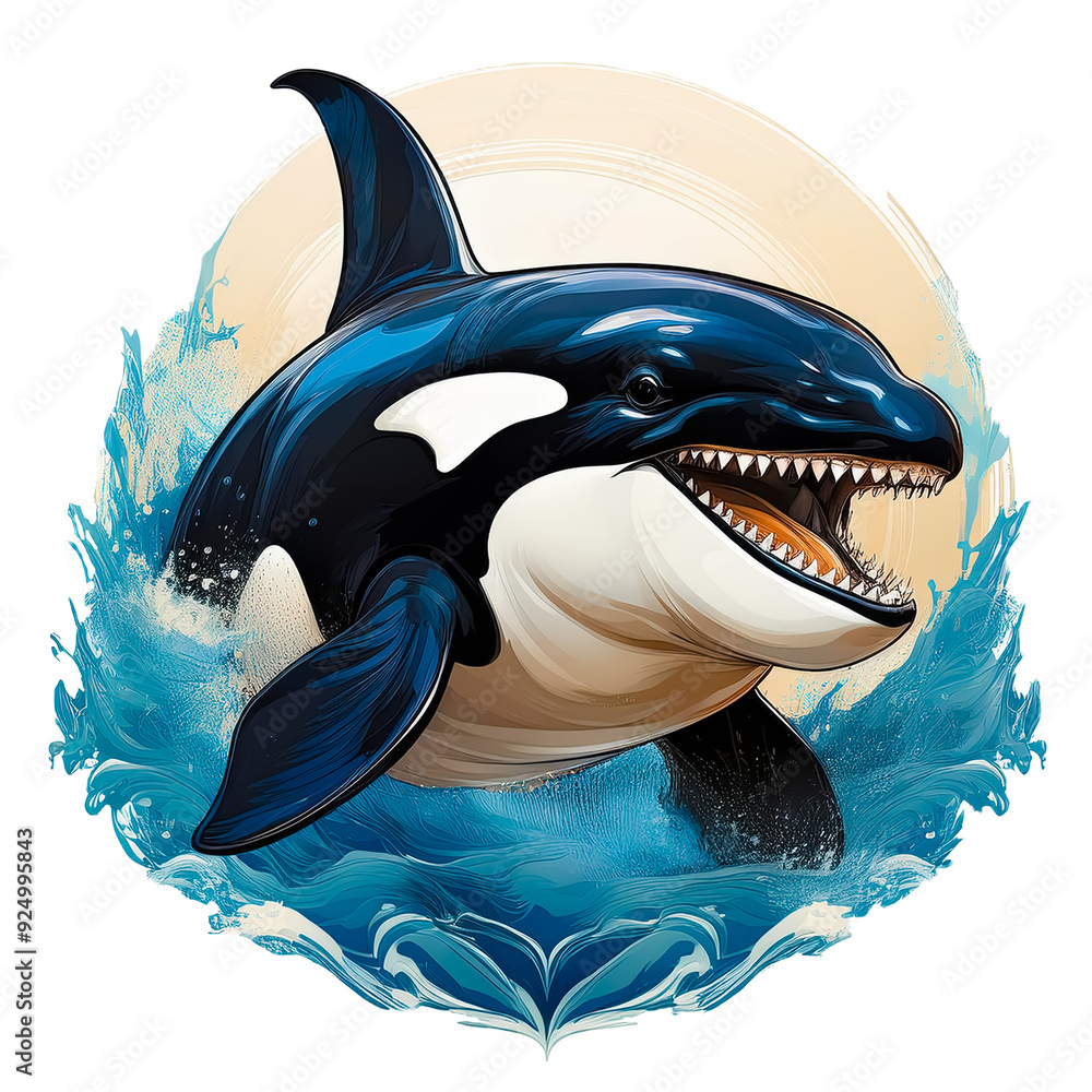 Wild angry pugnacious combative motivational sport logo - killer whale