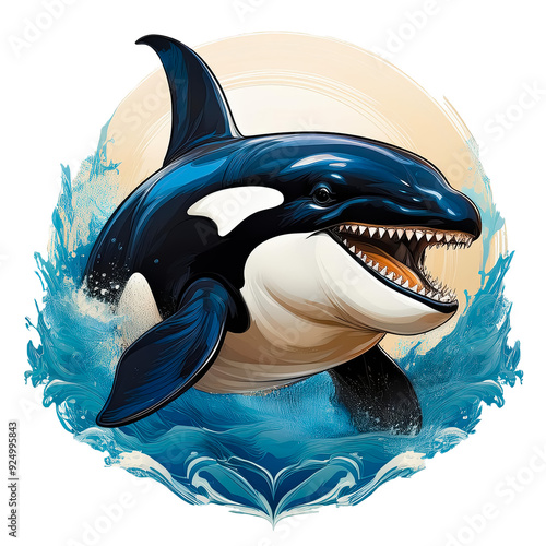 Obraz na płótnie Wild angry pugnacious combative motivational sport logo - killer whale w salonie