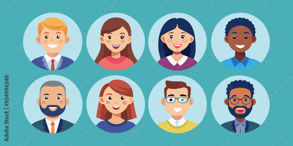 Collection of avatars of happy business people in a circle. Happy business men and women
Collection of avatars of happy business people in a circle. Happy business men and women