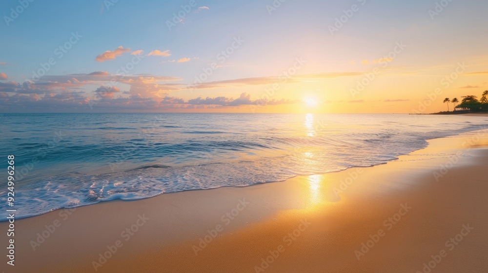 Serene Sunset Over Pristine Beach Serene Sunset Over Pristine Beach