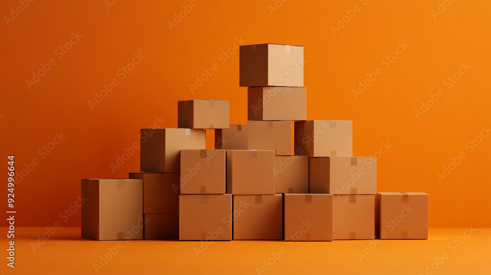Obraz premium Stacked cardboard boxes.