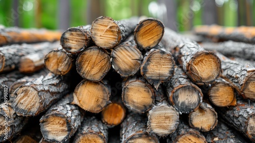 Close-up Examination of Diverse Cut Log Pile