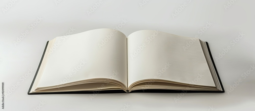 Notebook opened on a white backdrop with copy space image available Notebook opened on a white backdrop with copy space image available