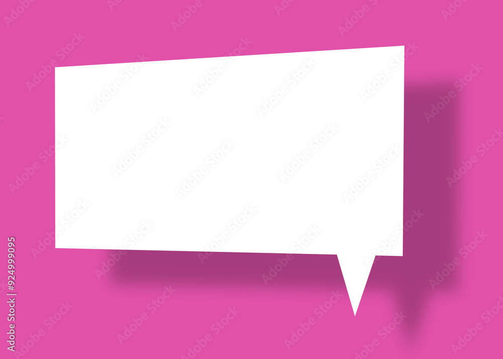 Empty speech balloon shape white paper isolated on pink background communication bubbles. Empty speech balloon shape white paper isolated on pink background communication bubbles.