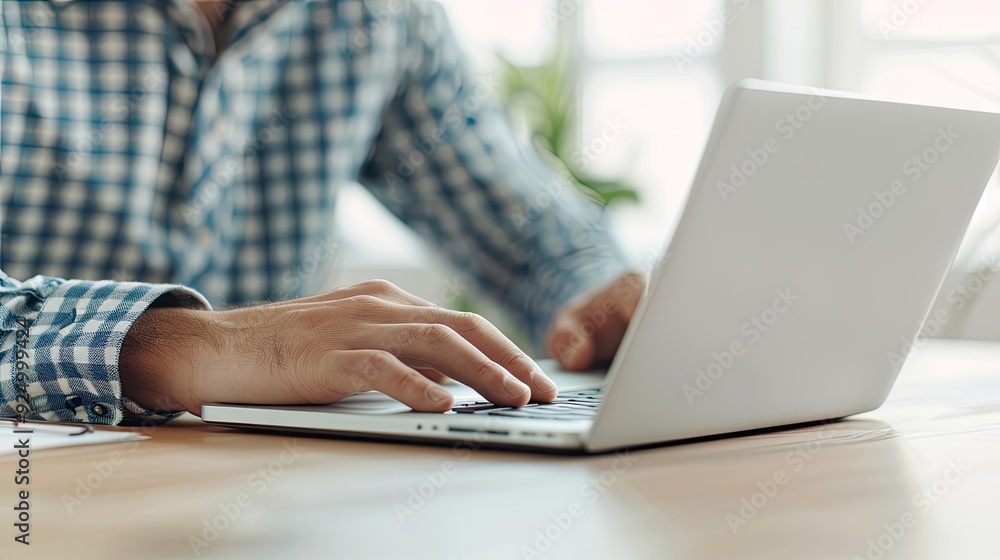 Individual Engaged in Office Work Using Laptop Individual Engaged in Office Work Using Laptop