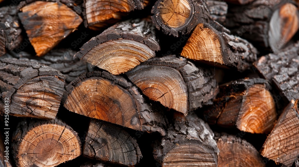 A Pile of Freshly Cut Firewood with Intricately Stacked Logs A Pile of Freshly Cut Firewood with Intricately Stacked Logs