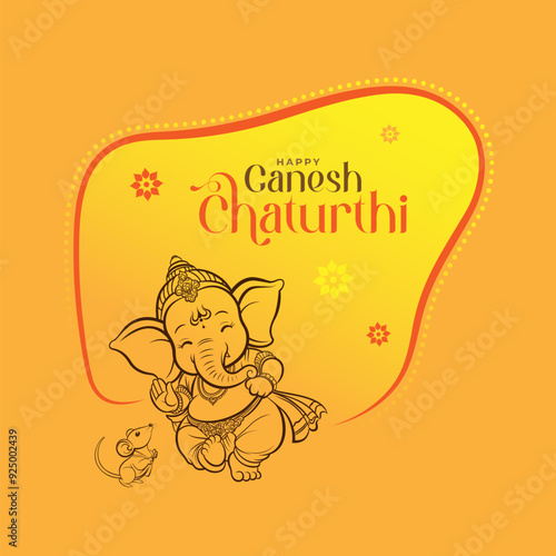 Happy Ganesh Chaturthi Festival Background Design with Creative  Lord Ganesha Illustration