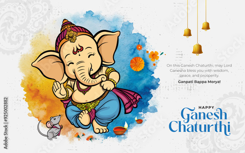 Happy Ganesh Chaturthi Festival Background Design with Creative  Lord Ganesha Illustration
